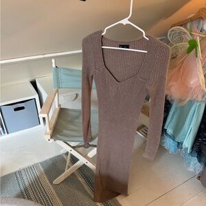 GAP Brown Long Sleeve Ribbed Dress
